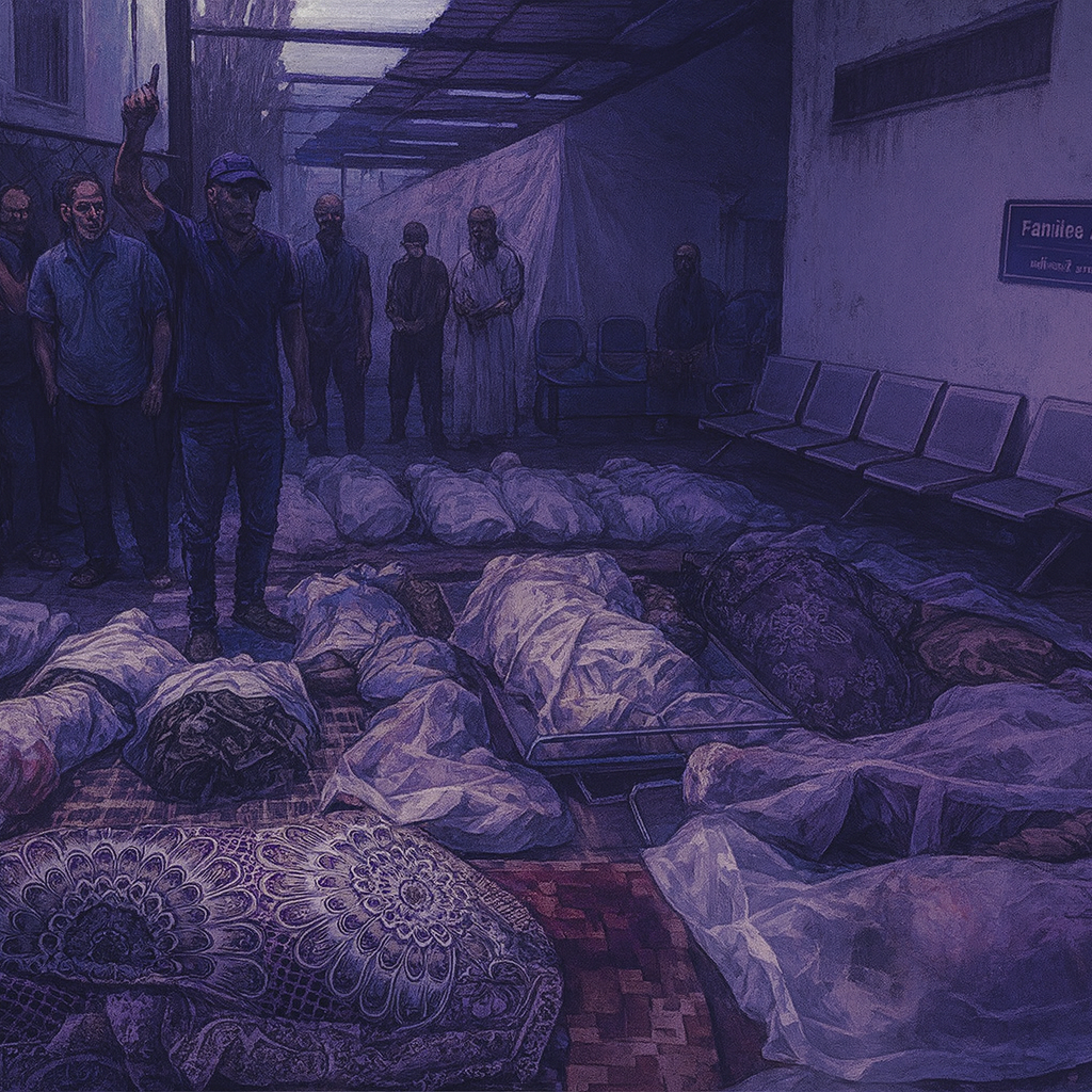 صورة مولّدة عبر برنامج الذكاء الاصطناعي Chat GPT تظهر حجم المجارز التي ترتكبها "إسرائيل" بحق الفلسطينيين في قطاع غزة باستخدام نظام لافندر.