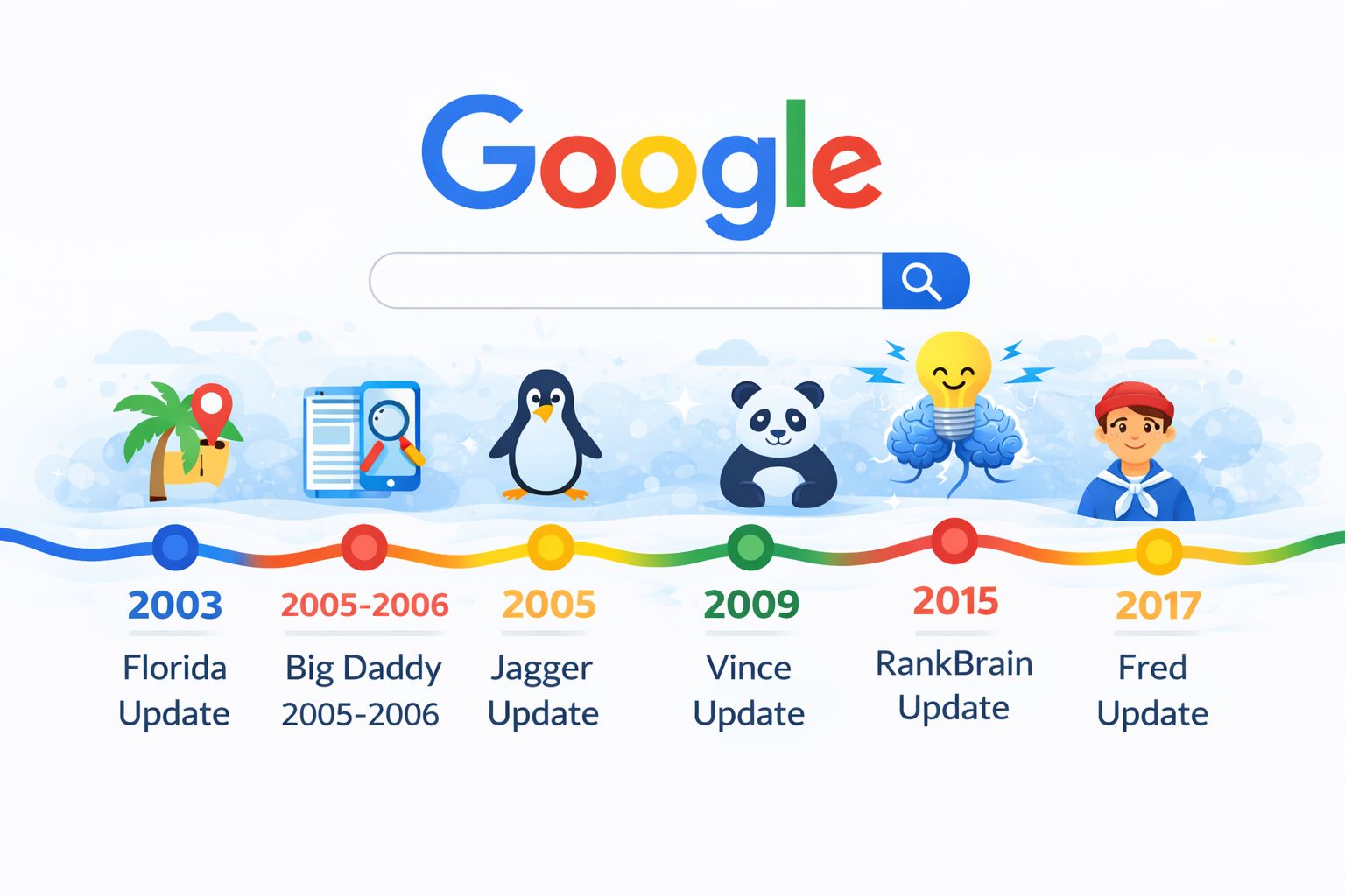 اهم تحديثات جوجل منذ عام 2003 حتى اليوم